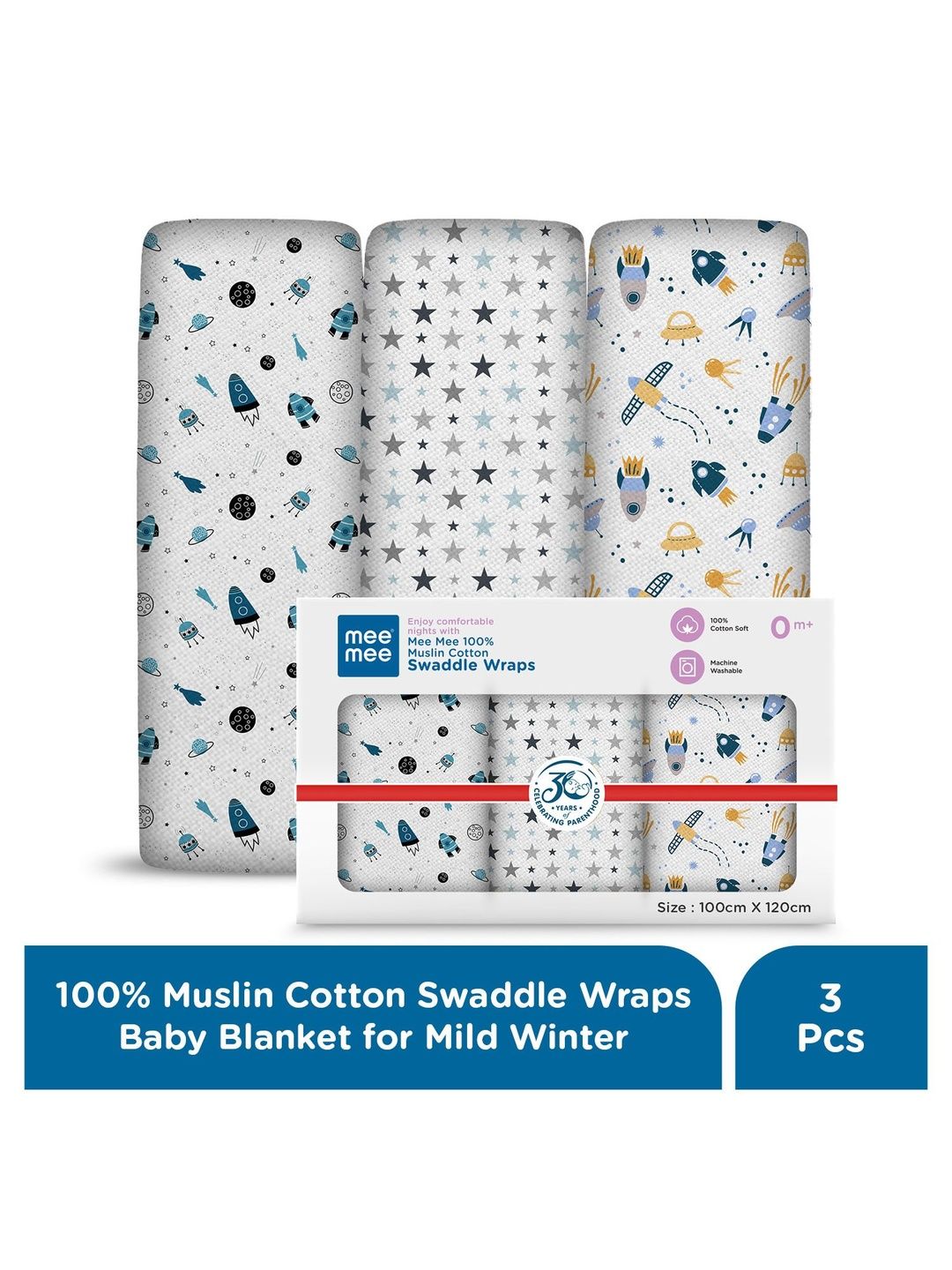 MeeMee Set Of 3 Printed Baby Swaddle-picture-58