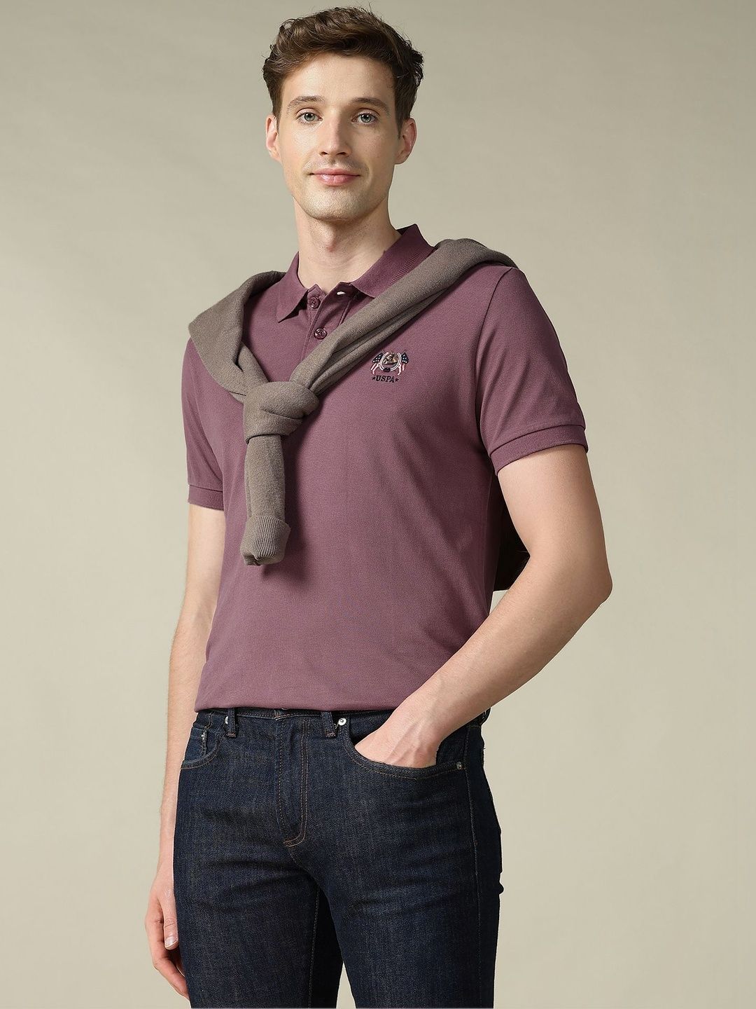 U.S. Polo Assn. Denim Co. Men Brand Logo Polo Collar Slim Fit T-shirt