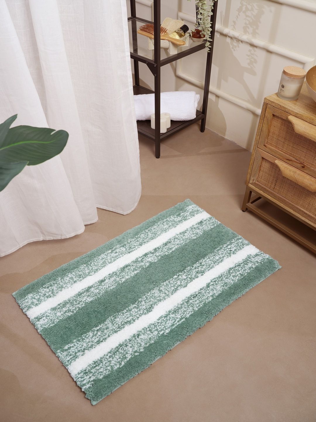 RALIA HOMES Striped Green 2200 GSM Anti-Skid Floor Mats & Dhurries-image-24