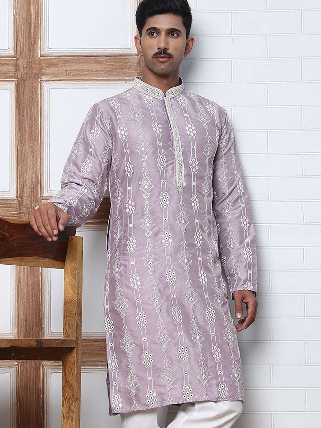 Anouk Mirage Men Floral Embroidered Mirror Work Floral Kurta-picture-26