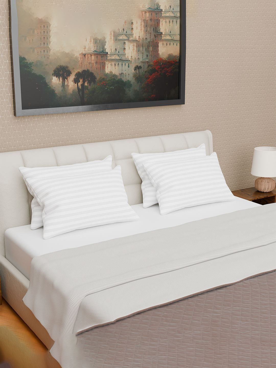 HOMESTIC White Set of 4 Memory Foam Filled Polyester Lightweight Sleep Pillow-picture-32