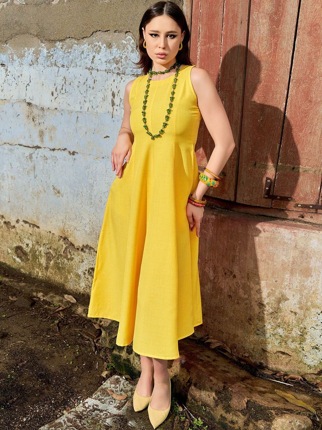PURVAJA Linen A-Line Midi Dress-picture-24