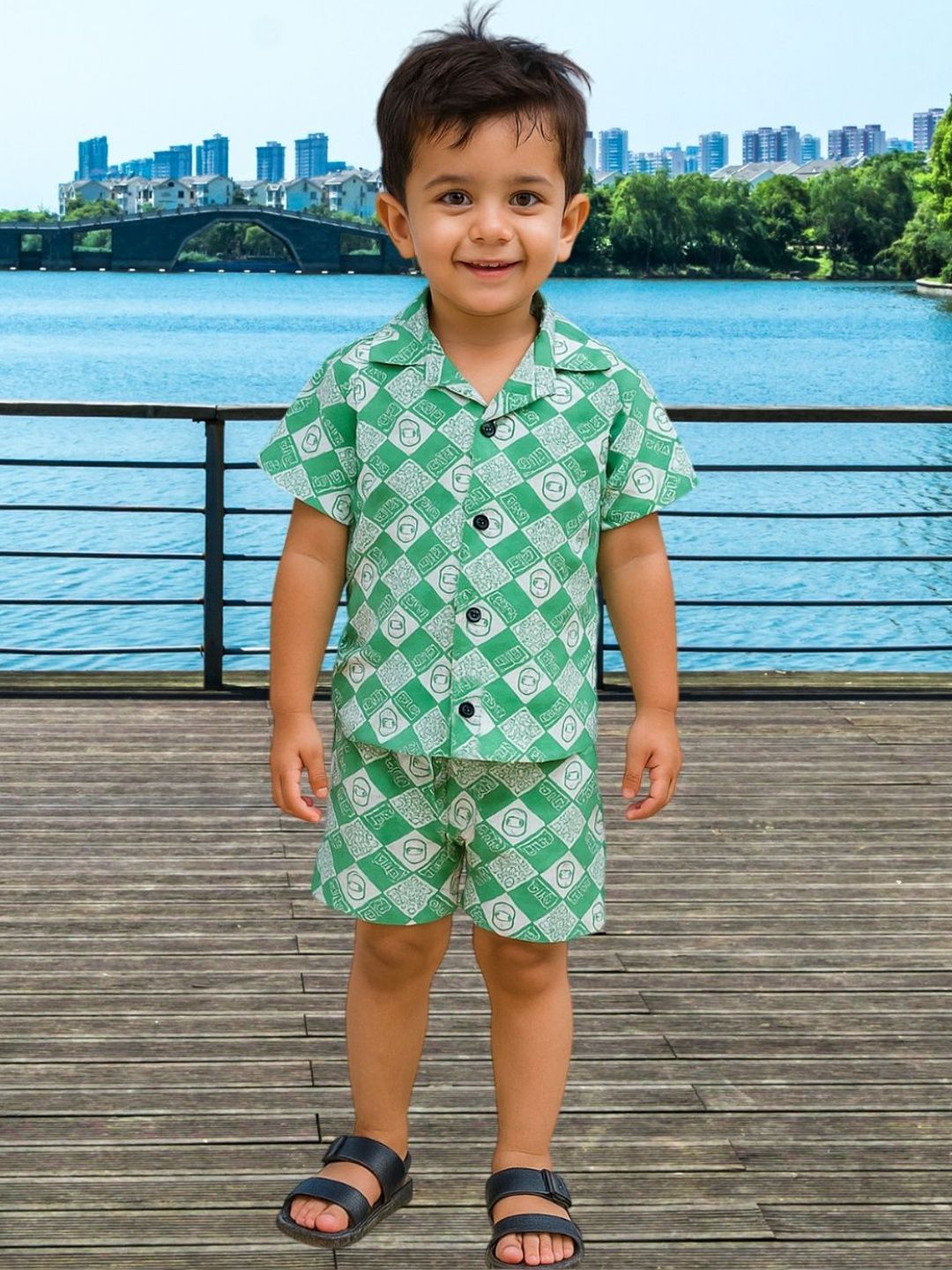 FASHION GRAB Boys Printed Pure Cotton Shirt with Shorts-picture-23