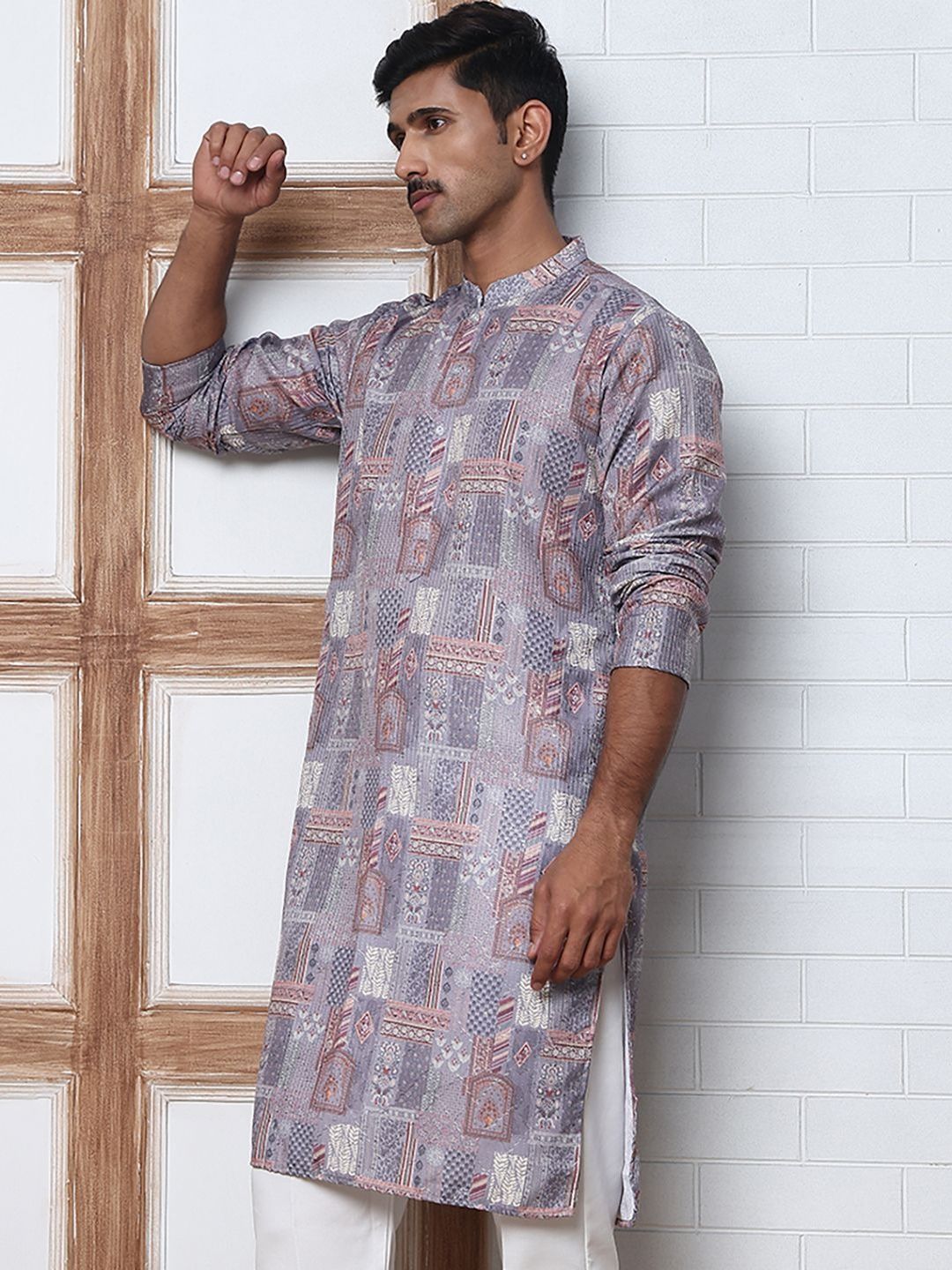 Anouk Mirage Men Floral Printed Thread Work Floral Kurta-picture-25