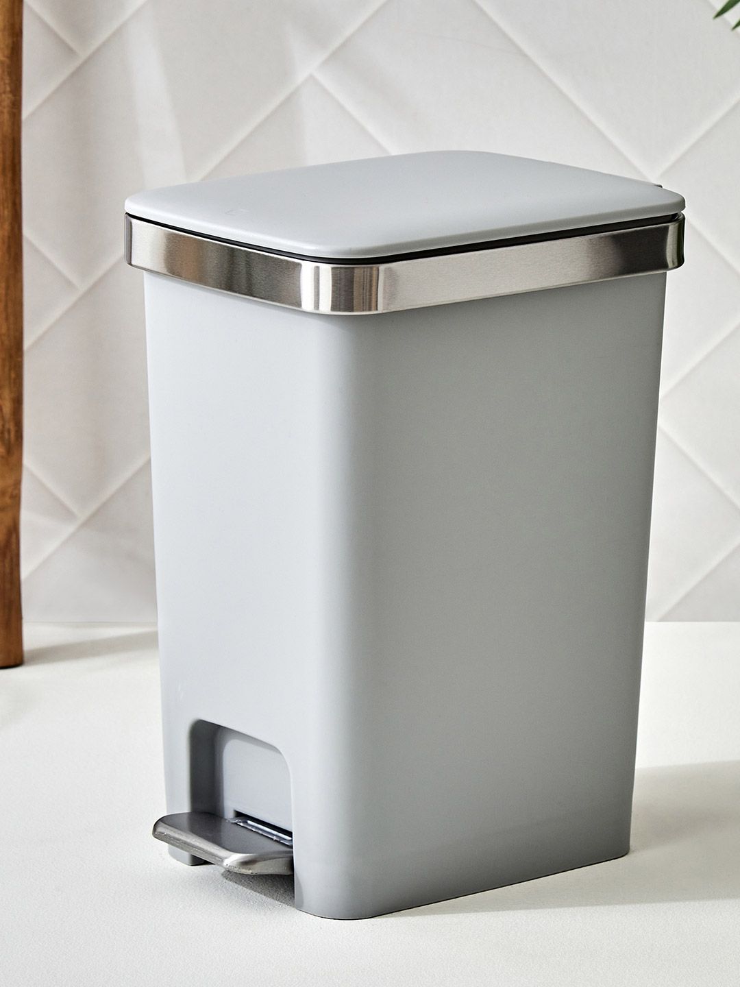 Home Centre Sedona Miller Grey & Silver Toned Pedal & Push Waste Bin - 10L-image-17