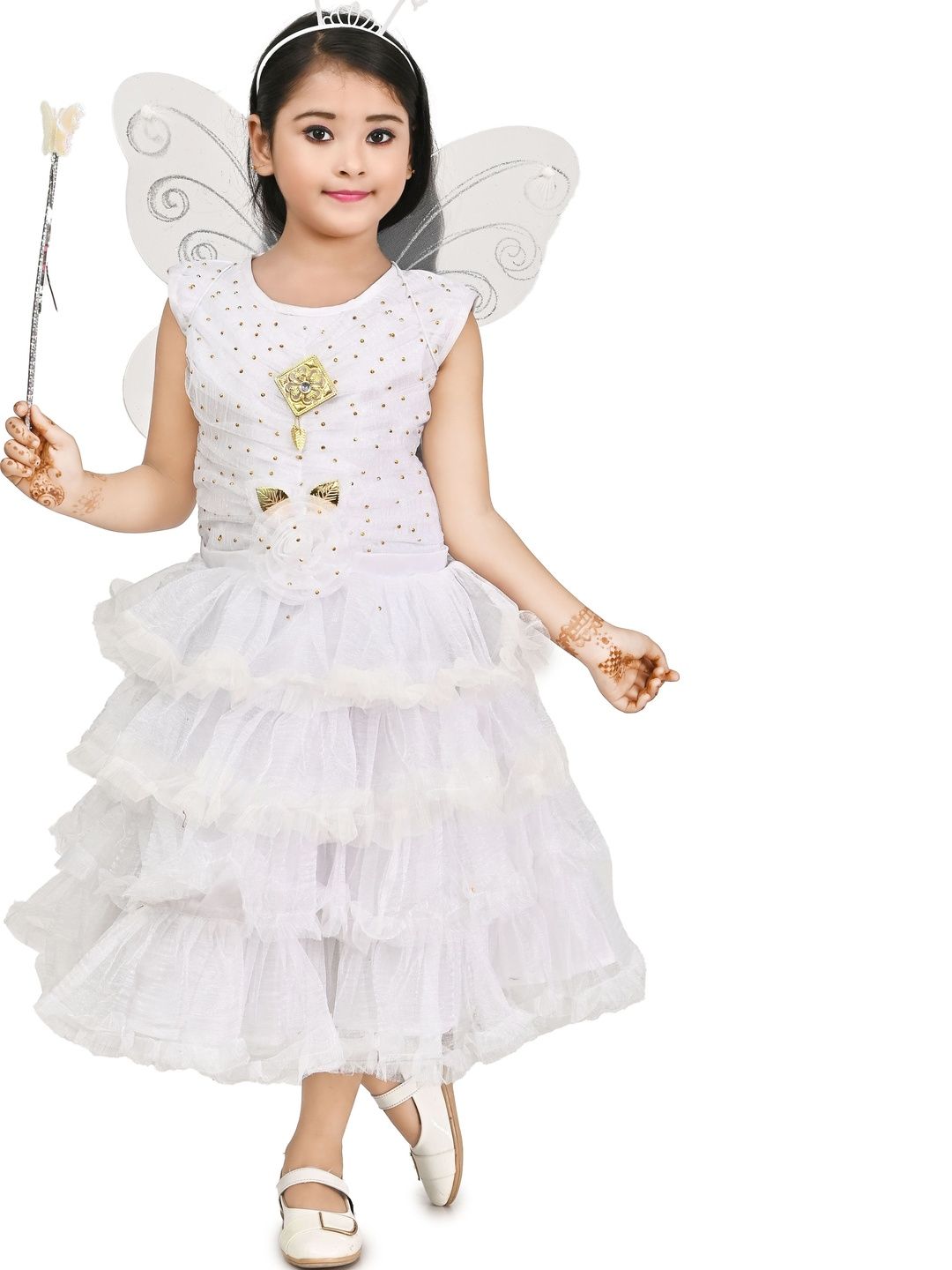 IKONIC FASHION Floral Print Flutter Sleeve Net Fit & Flare Dress-picture-52