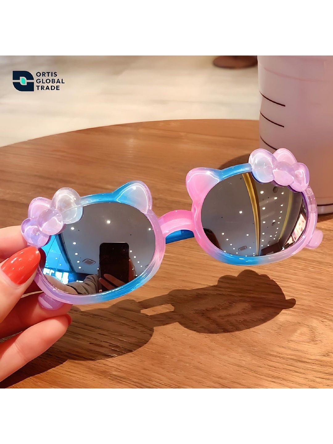 ORTIS GLOBAL TRADE Unisex Kids Black Lens & Blue Round Sunglasses with