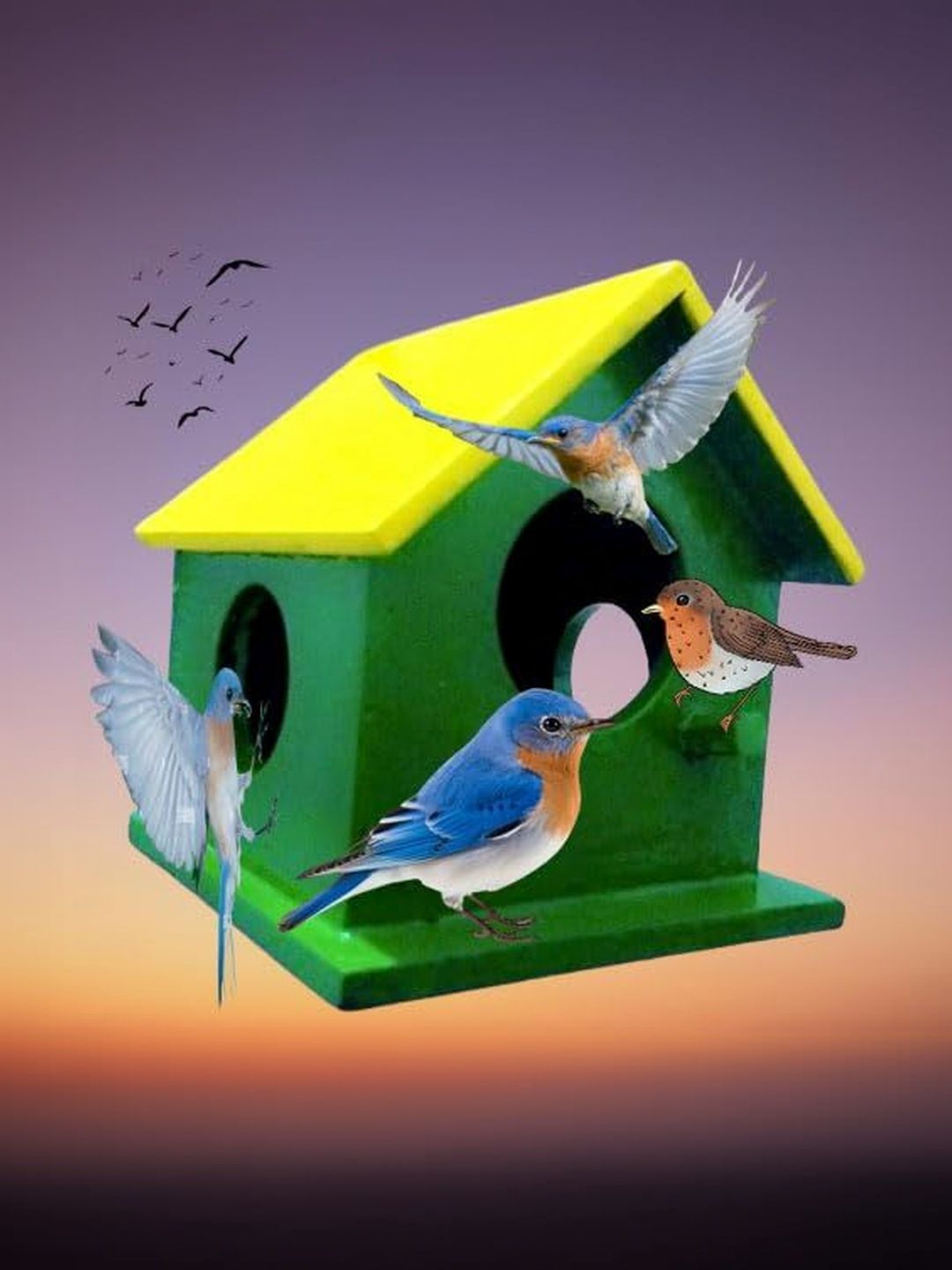 Om Craft Villa Green Wood Bird House-picture-12
