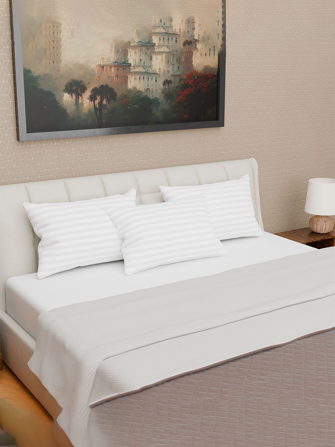 HOMESTIC White Set of 3 Memory Foam Filled Polyester Lightweight Sleep Pillow-picture-35