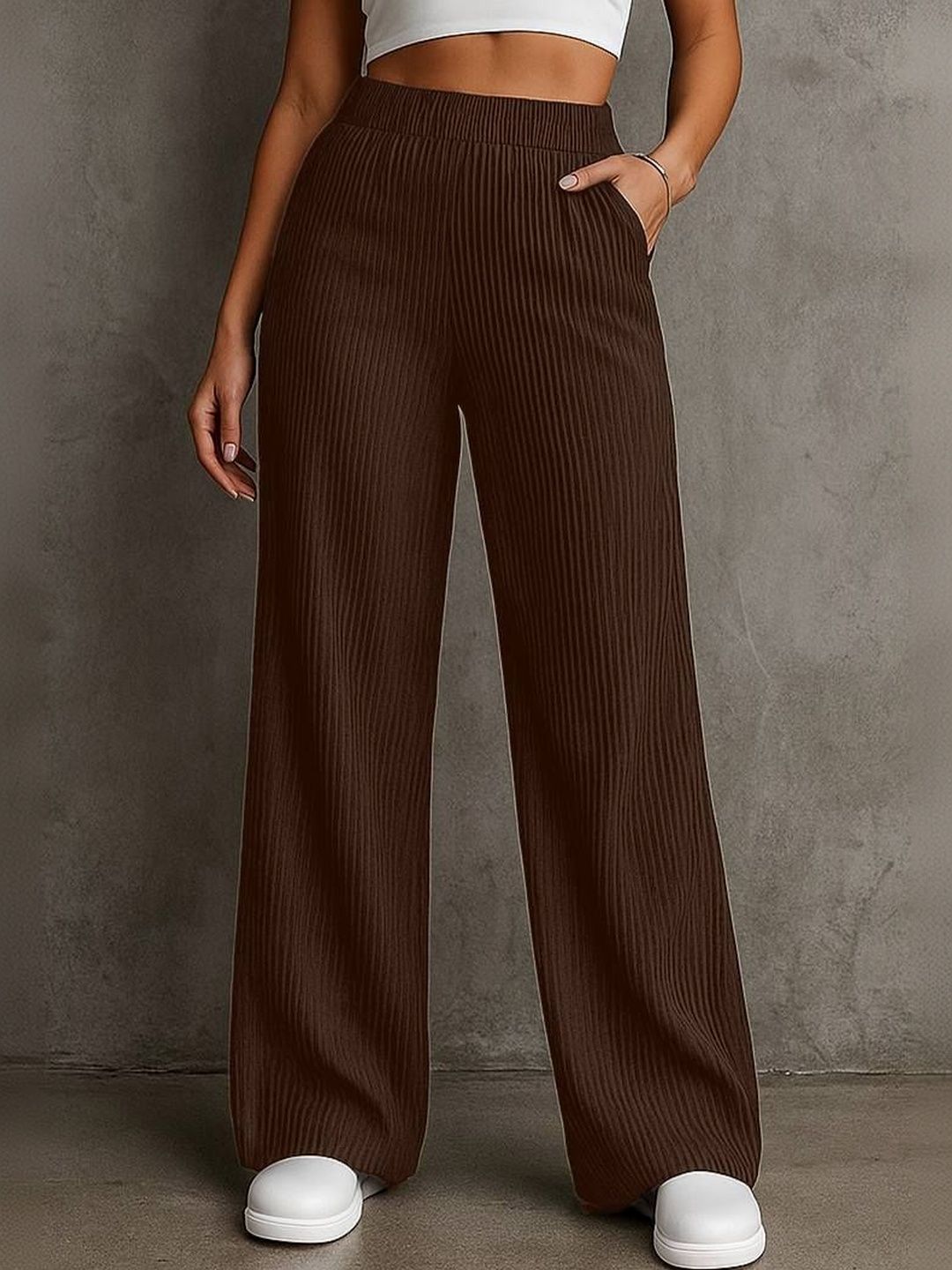 Moda Rapido Women Relaxed High-Rise Corduroy Trousers-picture-38