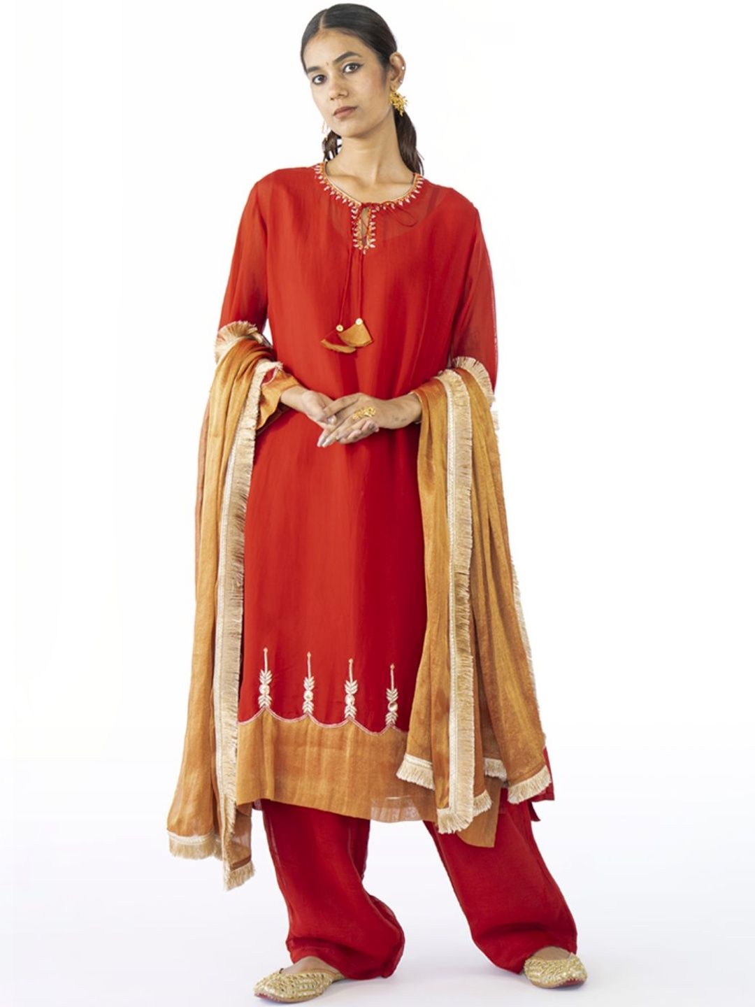 Sonal Kabra Women Ethnic Motifs Embroidered Regular Thread Work Kurta with Trousers & With Dupatta-picture-14