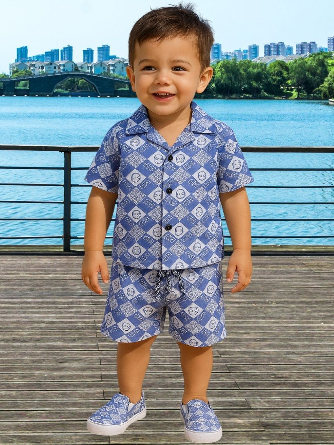 FASHION GRAB Boys Printed Pure Cotton Shirt with Shorts-picture-24
