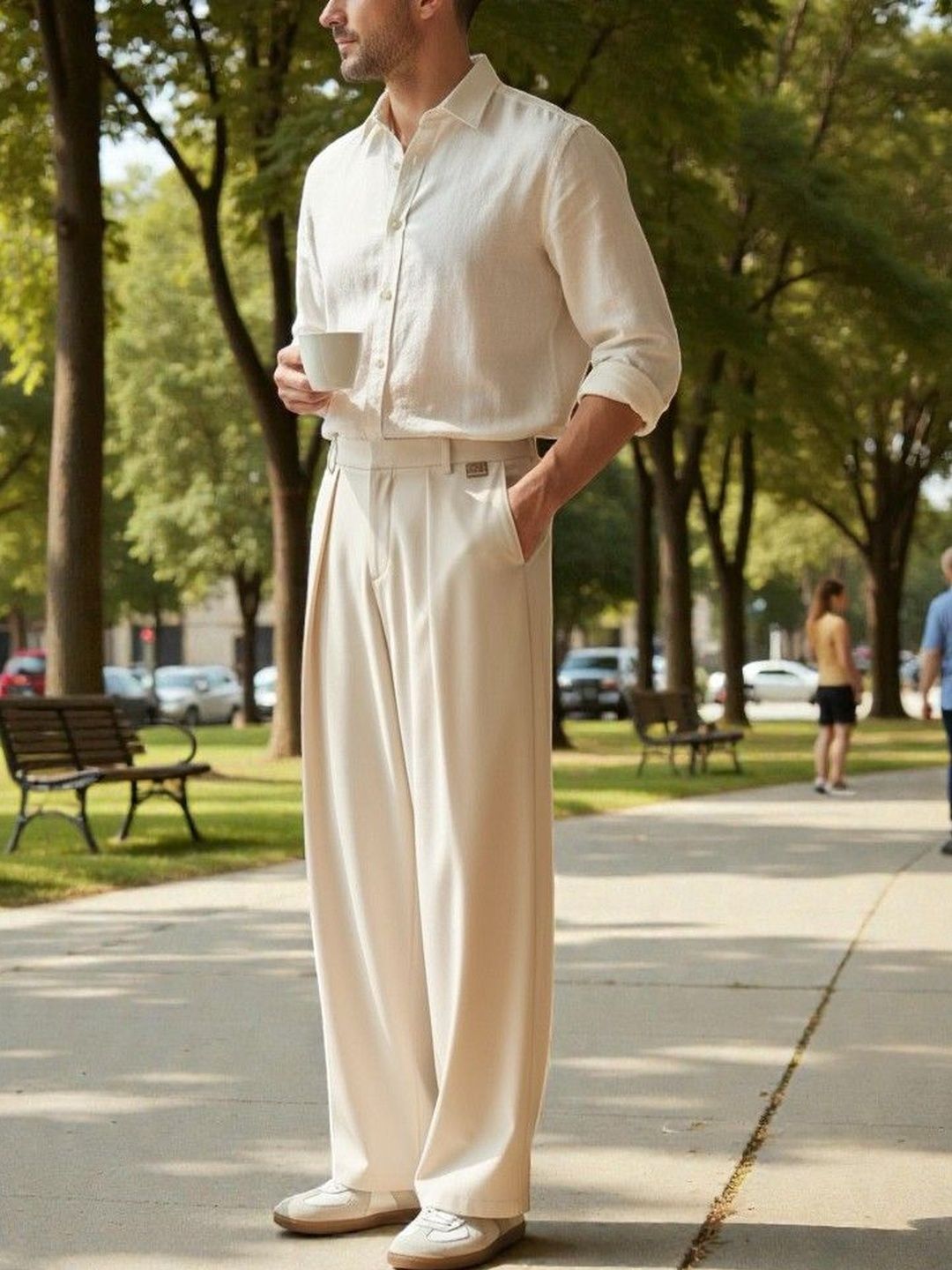 BROADSTAR Men Smart Straight Fit Easy Wash Pleated Trousers-picture-11