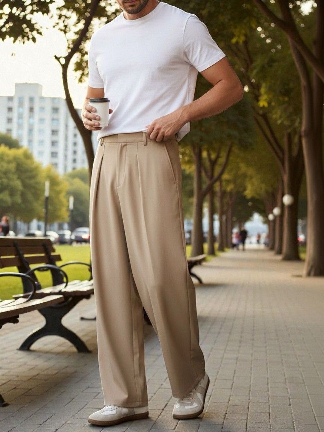 BROADSTAR Men Smart Straight Fit Easy Wash Pleated Trousers-picture-33