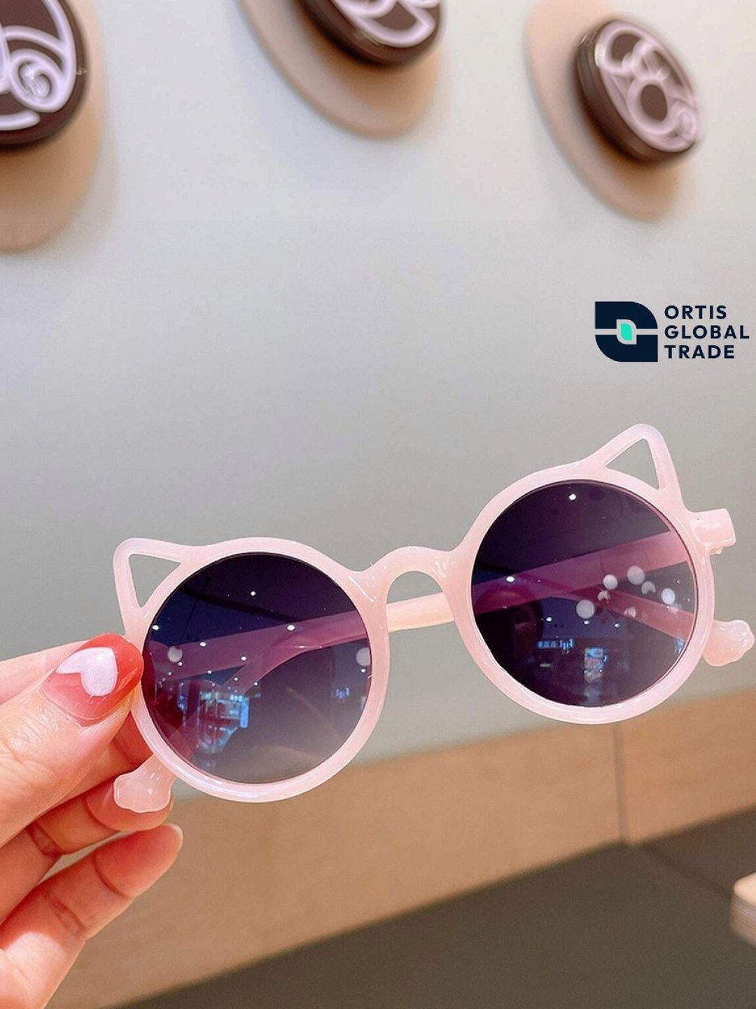 ORTIS GLOBAL TRADE Unisex Kids Black Lens & Pink Round Sunglasses with