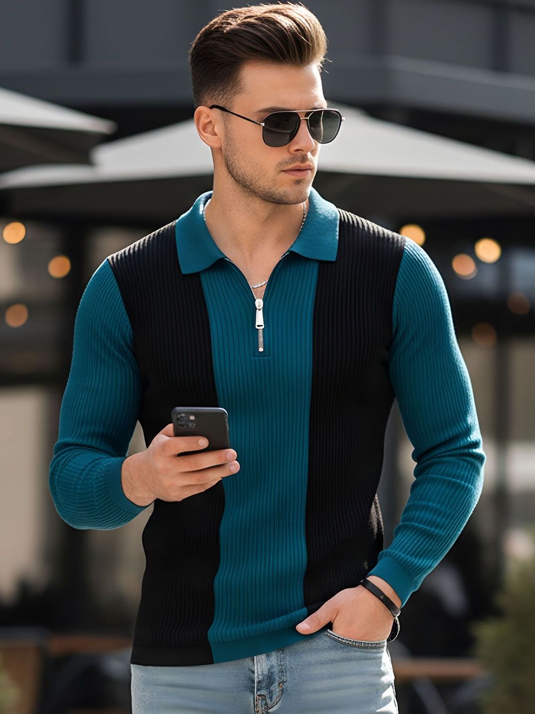 THE BEETEL HOUSE Men Colourblocked Polo Collar T-shirt-picture-30