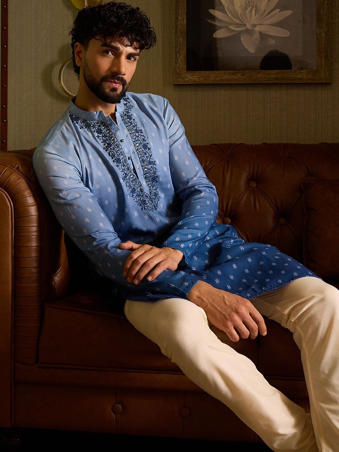 CHHAAP Men Ombre Printed Regular Thread Work Kurta with Pyjamas-picture-26
