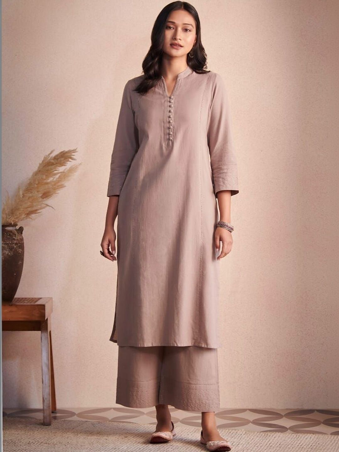 YAMUNE Women Floral Regular Beads and Stones Kurta with Palazzos & With Dupatta-picture-39