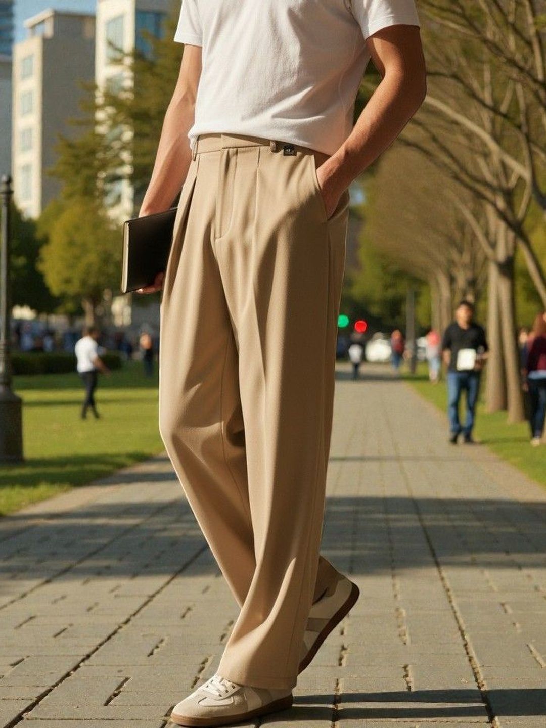 BROADSTAR Men Smart Straight Fit Easy Wash Pleated Trousers-picture-13