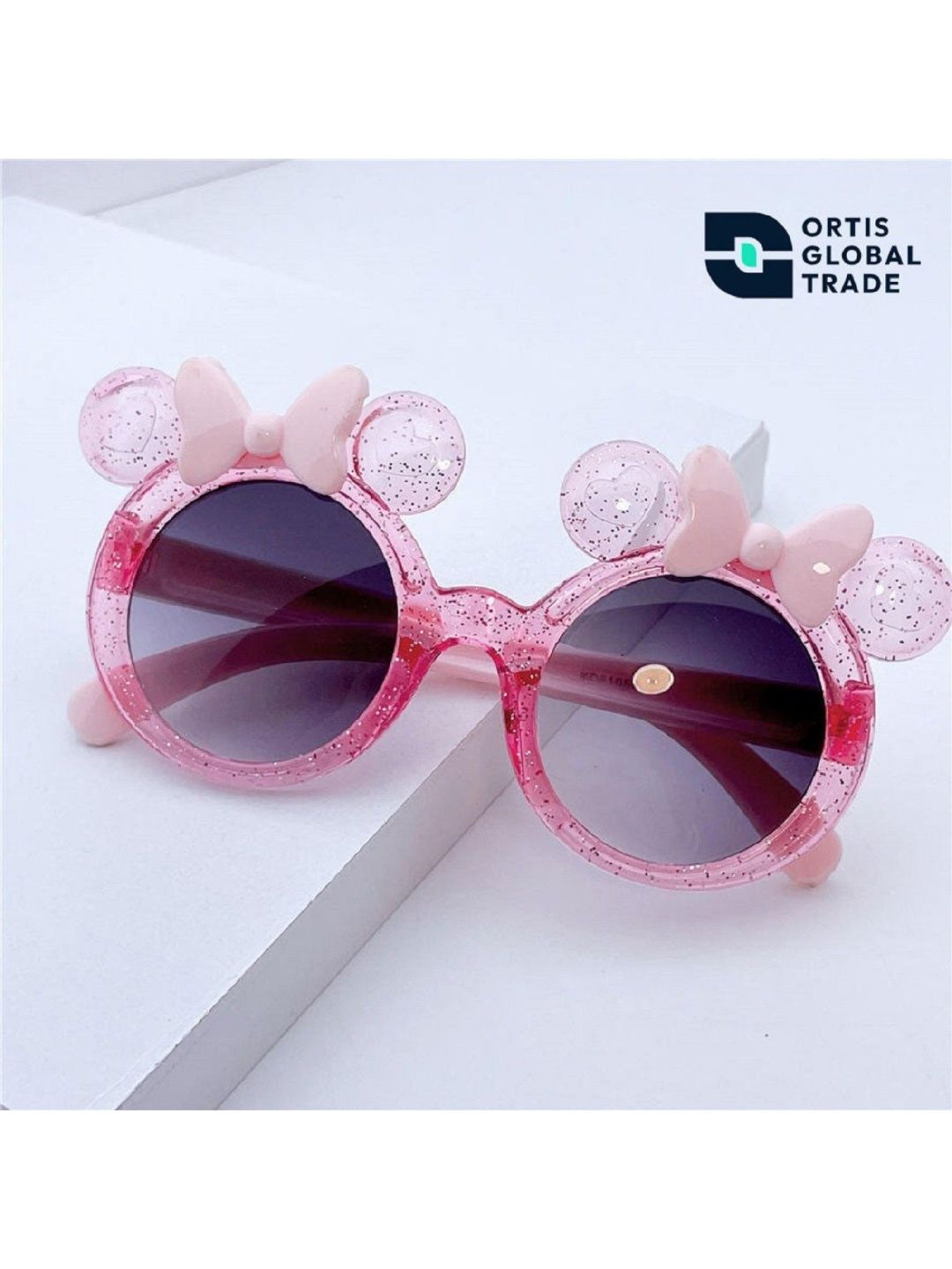 ORTIS GLOBAL TRADE Unisex Kids Black Lens & Pink Round Sunglasses with