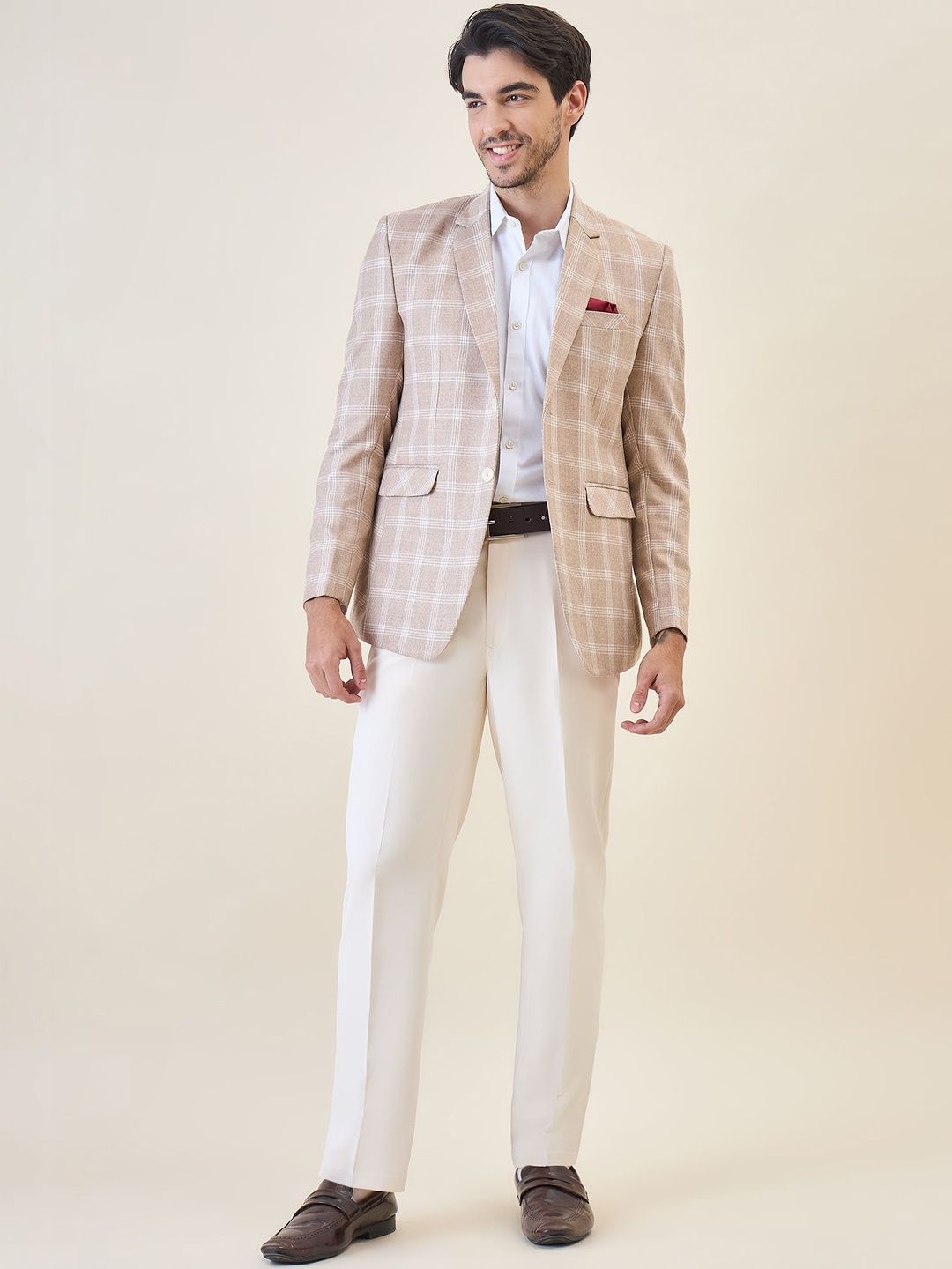 House of Pataudi Checked Notched Lapel Single-Breasted Tailored Fit Party Blazers-picture-25
