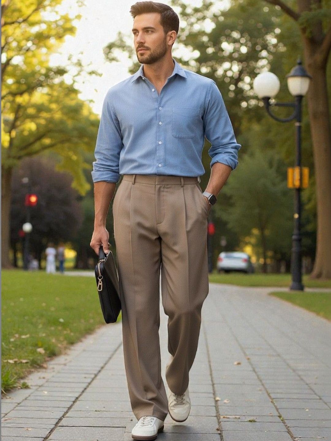 Next One Men Smart Straight Fit Easy Wash Pleated Trousers-picture-28