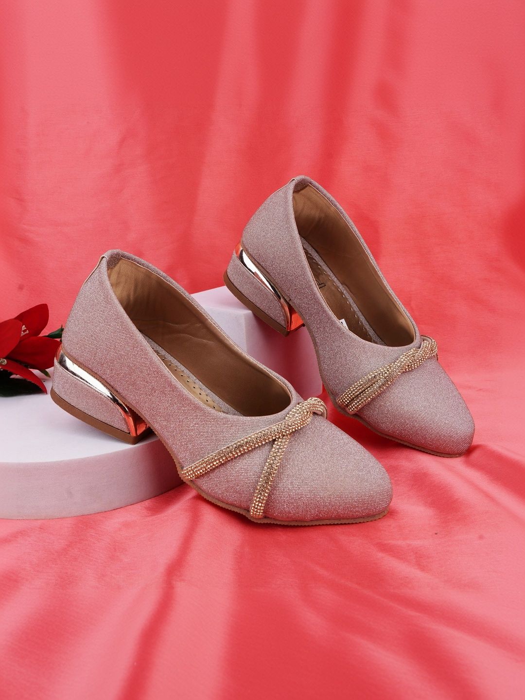 LMG Lifestyle Girls Textured Party Block Pumps