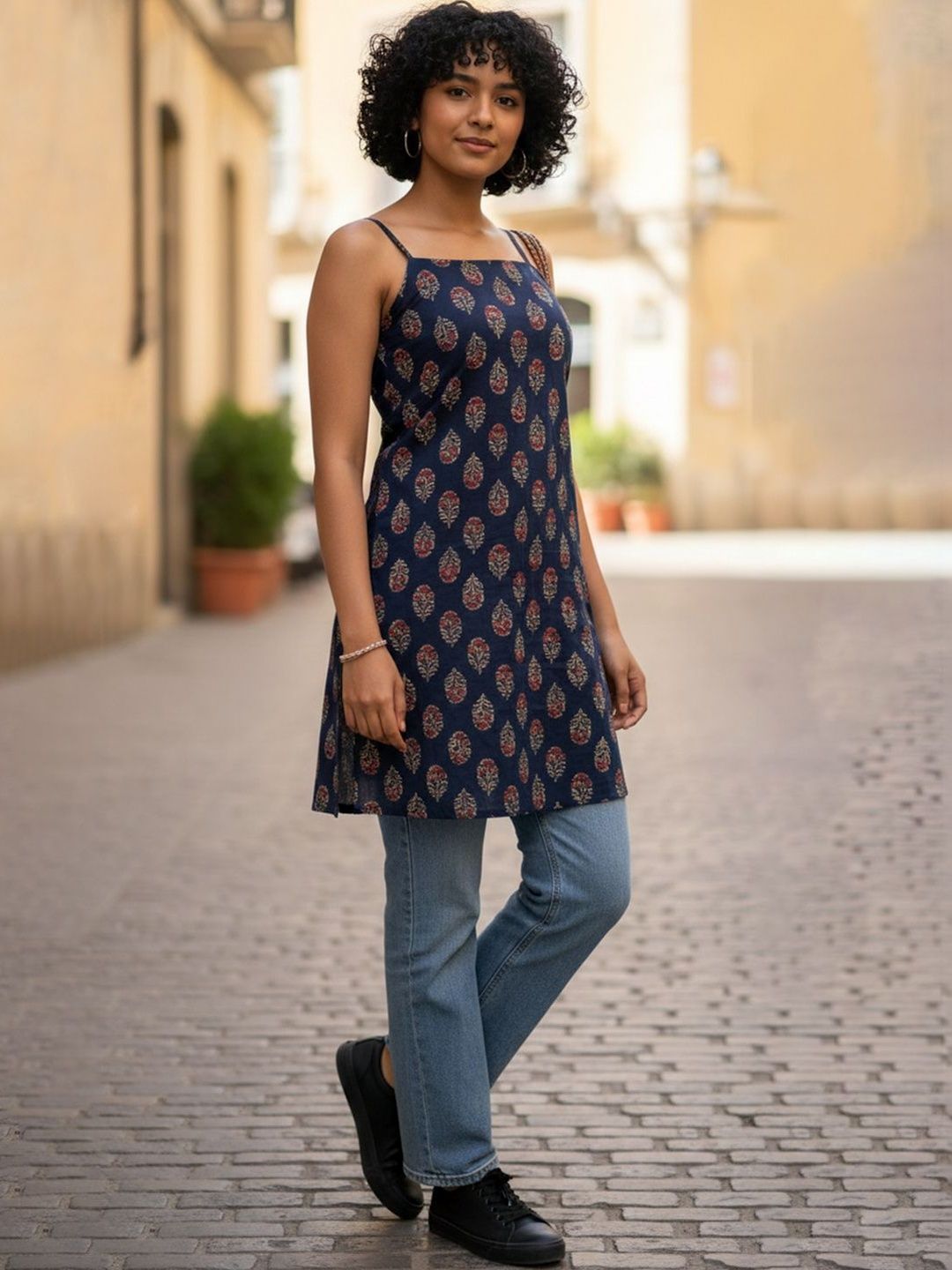 AADVIKA Ethnic Motifs Printed Square Neck Kurti-picture-12