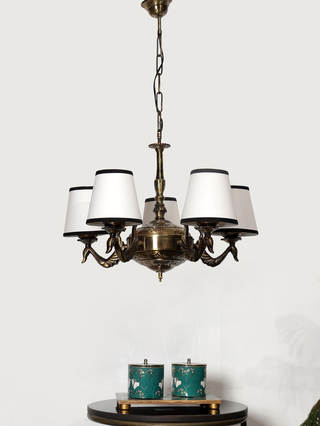 Aura White & Gold-Toned Traditional Ceiling Lamp-picture-18