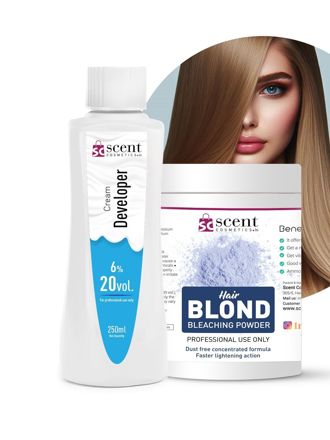 tavcha Hair Blond Bleach Powder & 6% 20vol Developer - 250 ml - Blonde-image-19