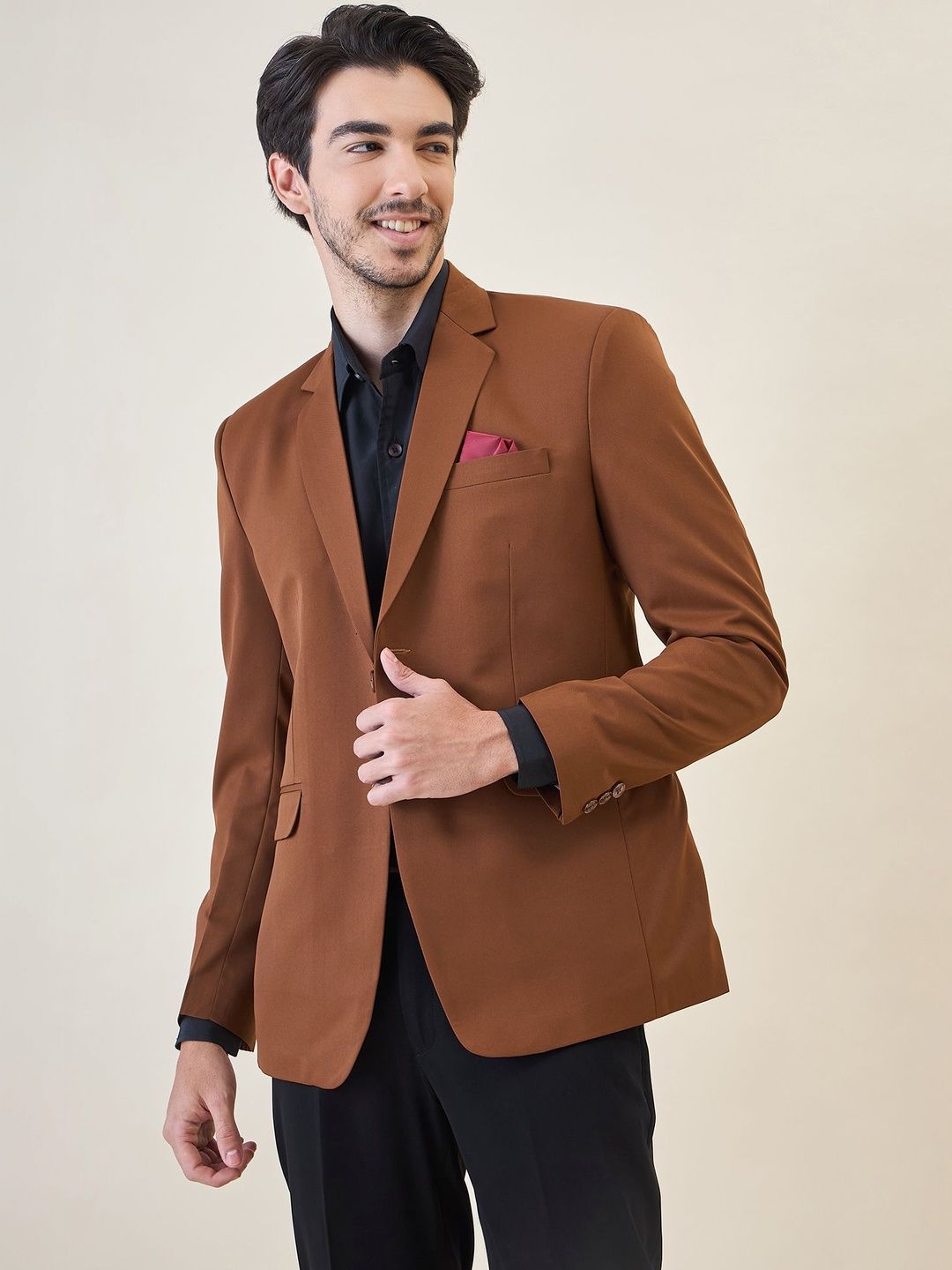 House of Pataudi Notched Lapel Single-Breasted Tailored Fit Party Blazers-picture-19