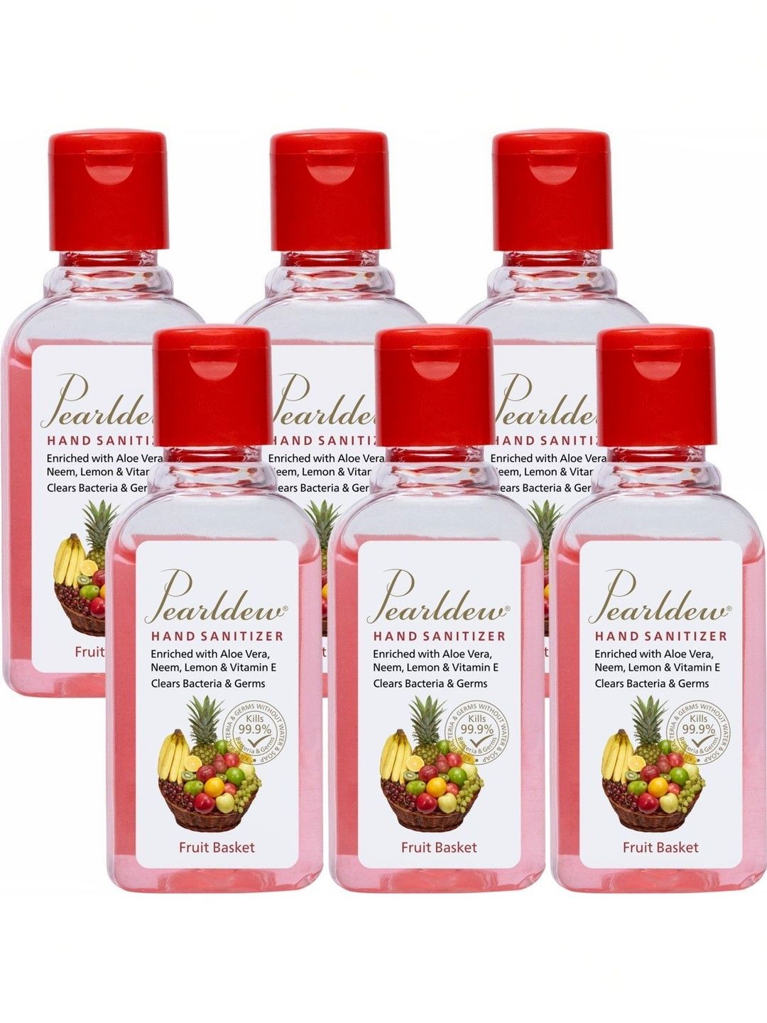 Pearldew Set Of 6 Fruit Basket Hand Sanitizers With Aloe Vera & Neem - 60 ml Each-image-15