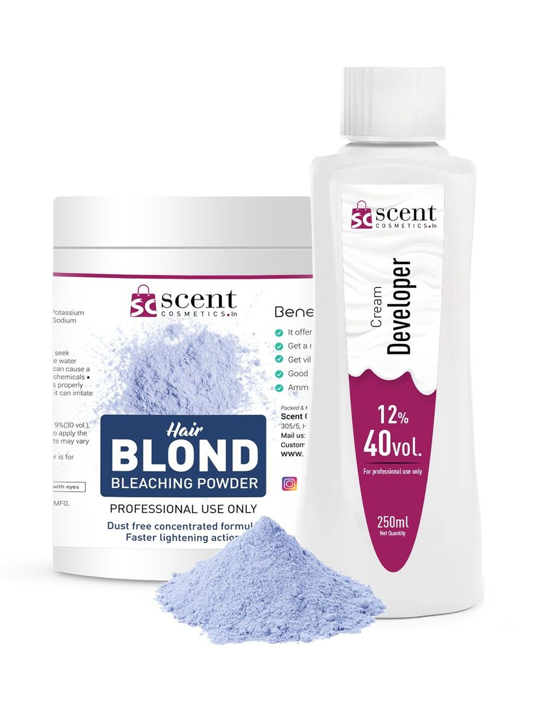 tavcha Hair Blond Bleach Powder & 12% 40vol Developer - 250 ml - Blonde-image-29