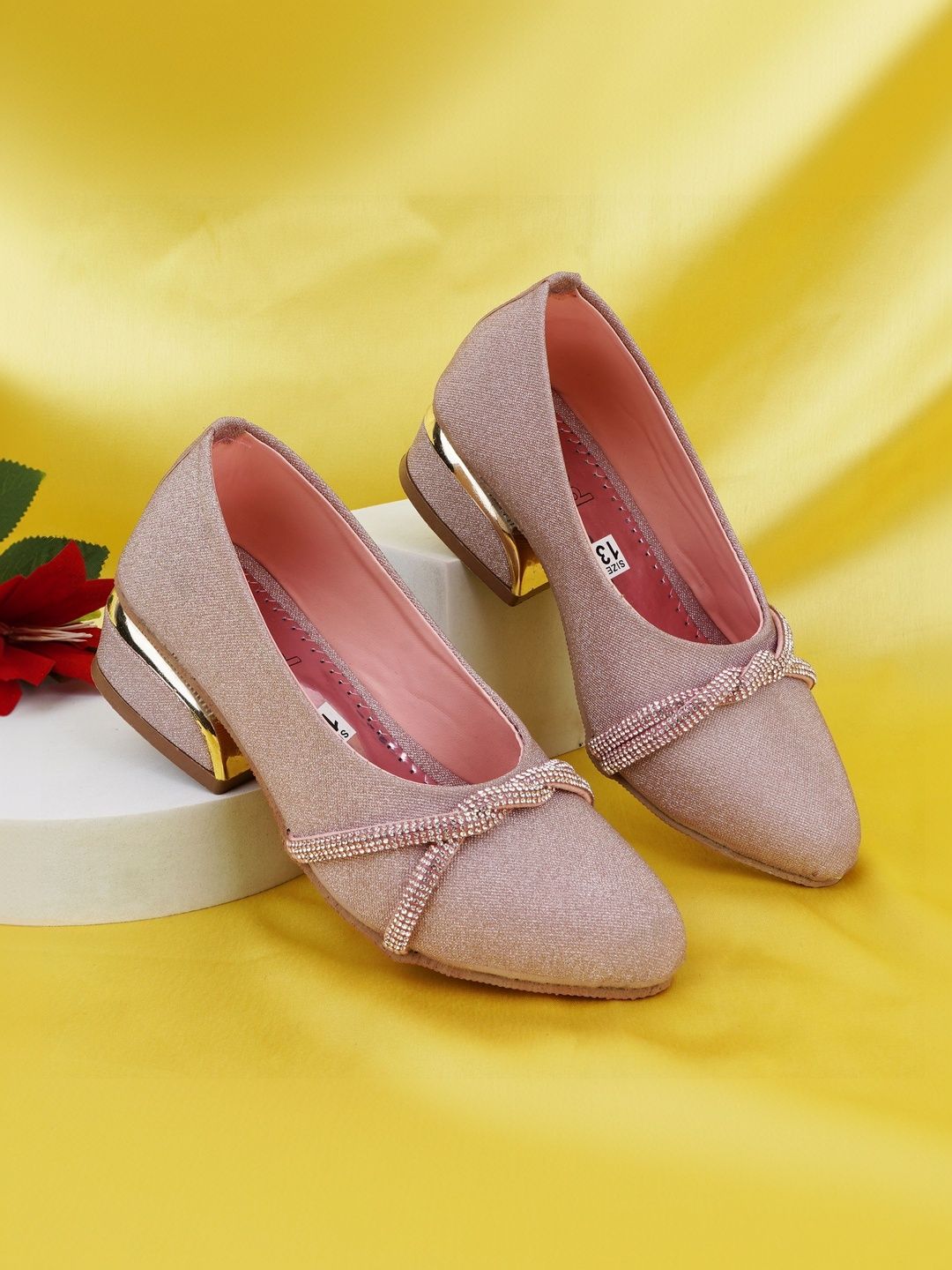 LMG Lifestyle Girls Textured Party Block Pumps