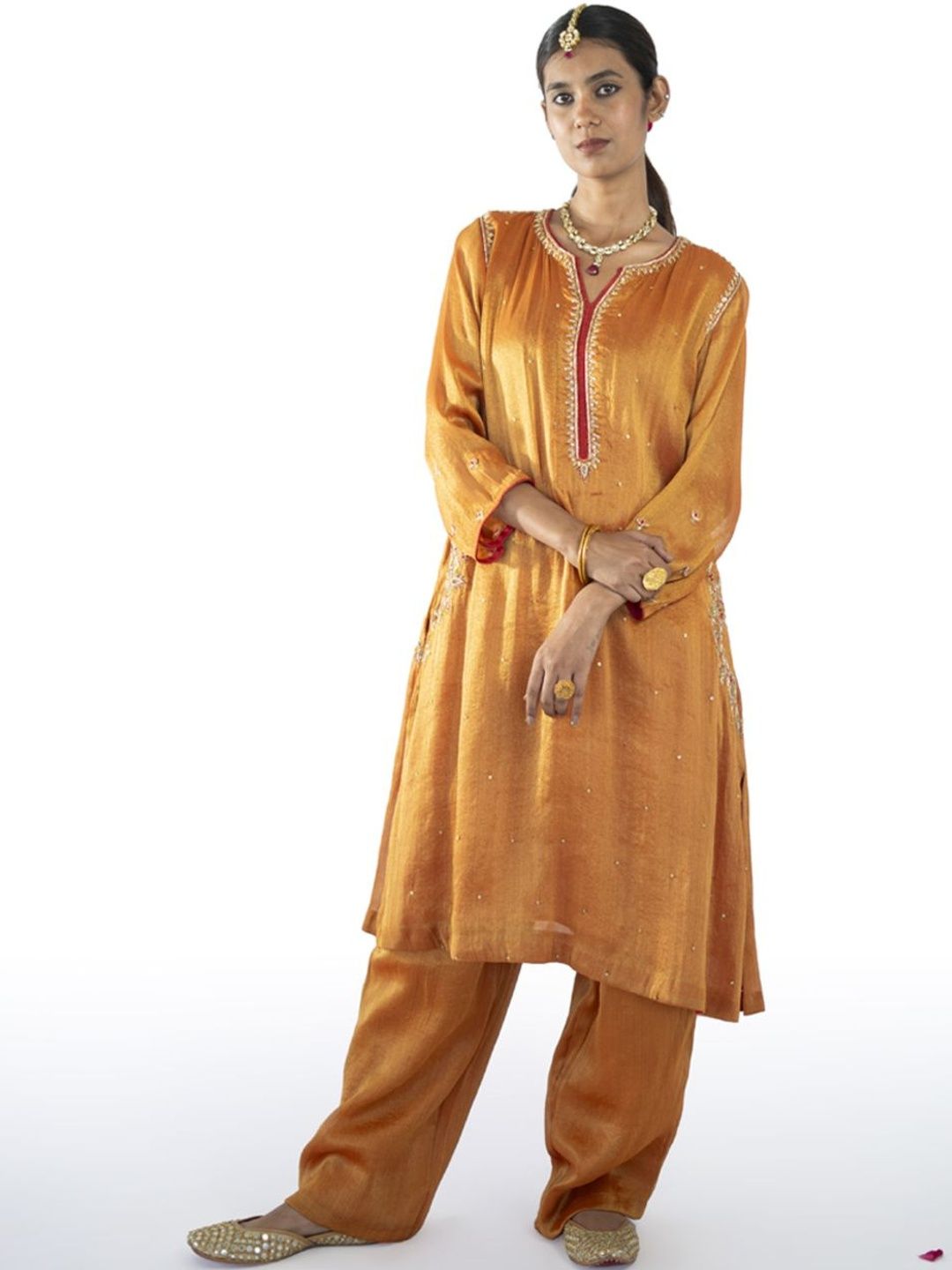Sonal Kabra Women Regular Thread Work Kurta with Trousers & With Dupatta-image-4