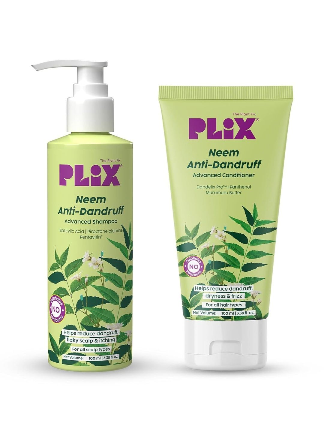 PLIX THE PLANT FIX Set Of 2 Neem Anti-Dandruff Shampoo & Conditioner- 100 ml Each