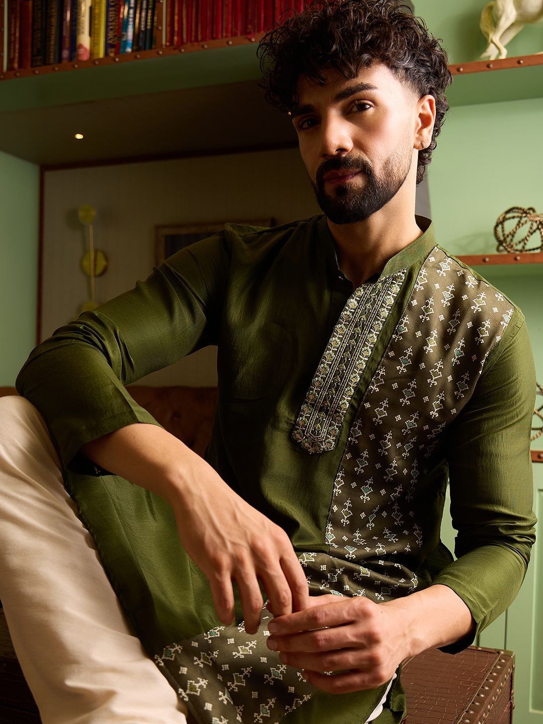 CHHAAP Men Floral Embroidered Summer Sheers Kurta-picture-30