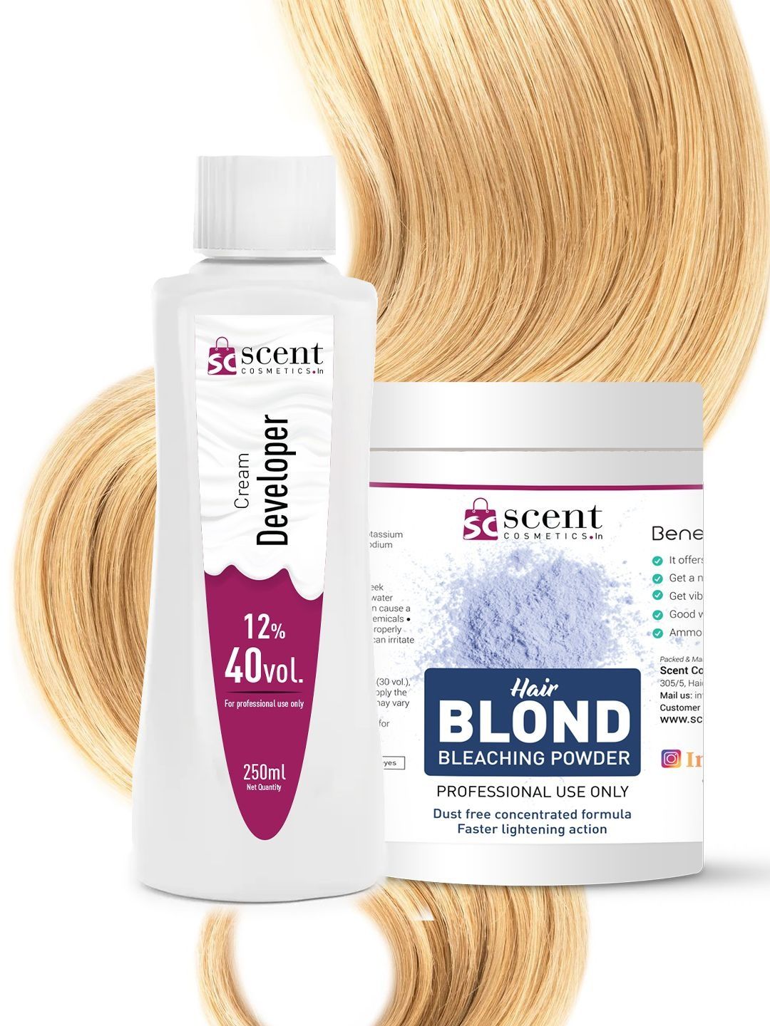 tavcha Hair Blond Bleach Powder & 12% 40vol Developer - 250 ml - Blonde-image-23