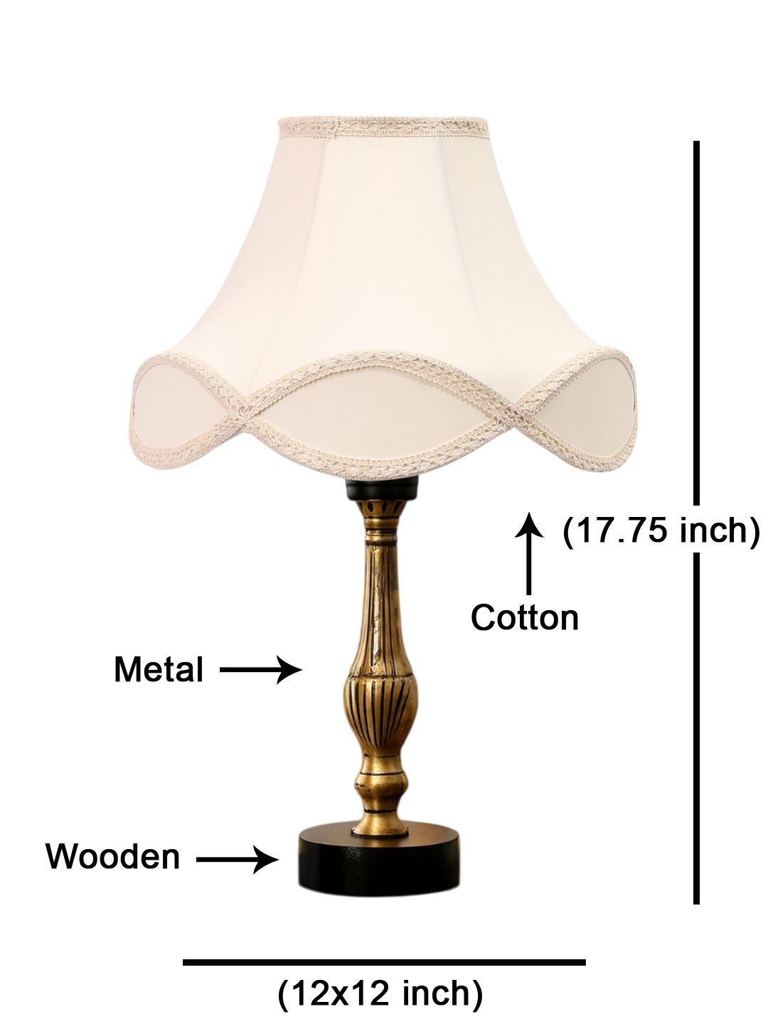 Aura Off White Wood Traditional Bell Shaped Table Lamp-image-21