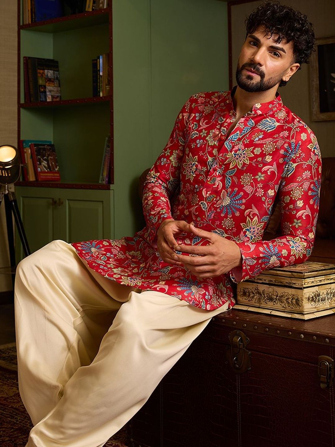 CHHAAP Men Floral Printed Indie Prints Kurta-image-5