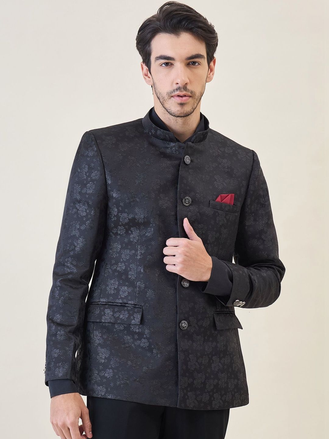 House of Pataudi Brocade Bandhgala Jodhpuri Two-Piece Party Suit-picture-15