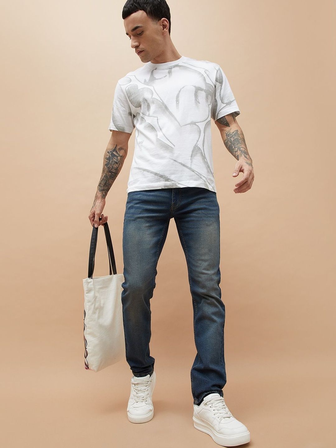 Forca by Lifestyle Men Tapered Fit Mid-Rise Light Fade Jeans-picture-24