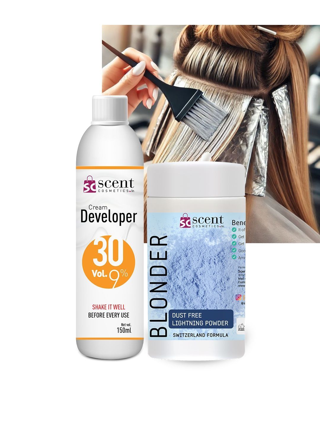 tavcha Hair Blond Bleach Powder & 9% 30vol Developer - 150 ml - Highlighting-image-9