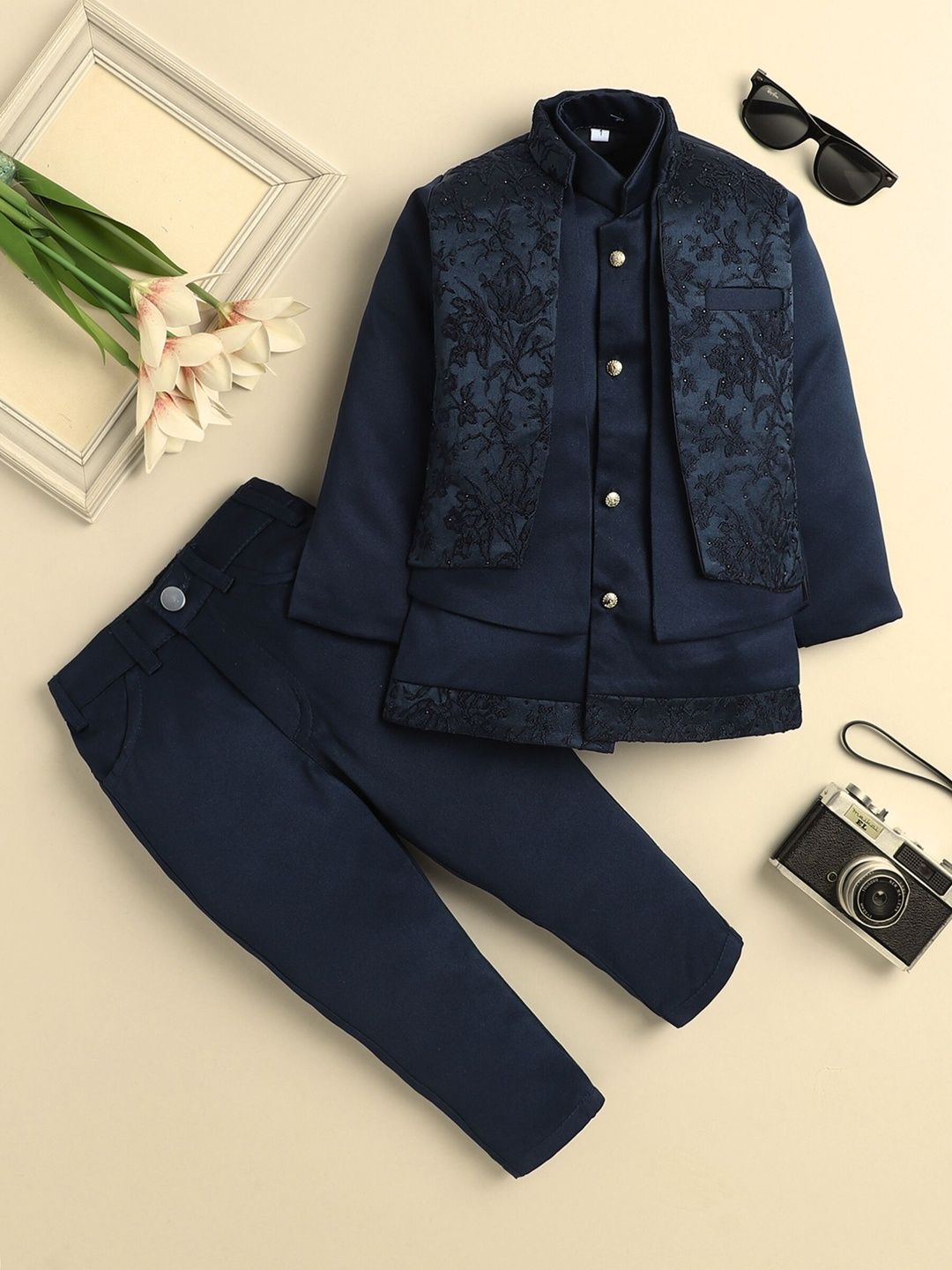 Sangria Boys Beads Embellished Floral Motifs Sherwani Set-picture-48