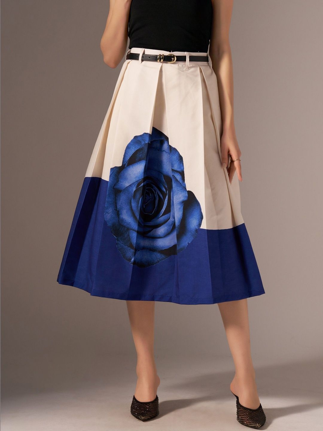 AASK Printed Pure Cotton Midi Flared Skirts-picture-26