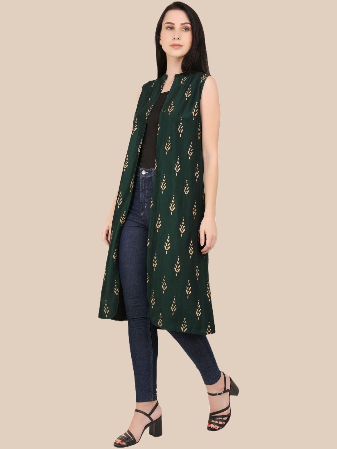 UNFAKENOW Women Printed Longline Shrug-image-46