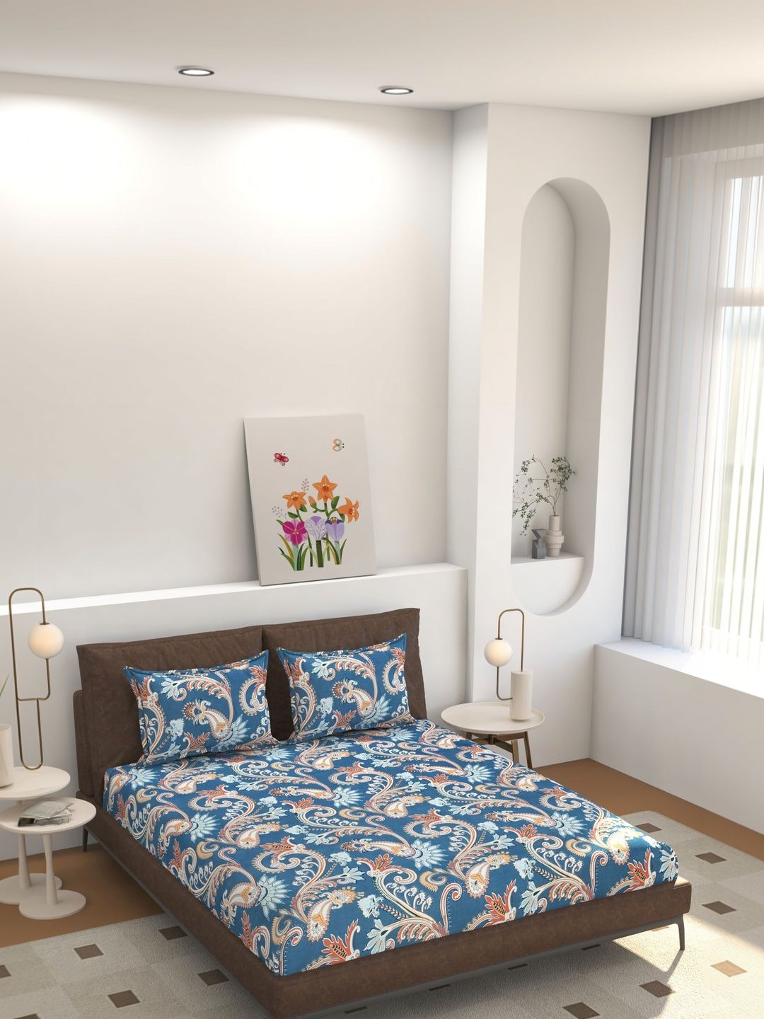A Next Step Blue King Bedsheet with 2 Pillow Covers-picture-23