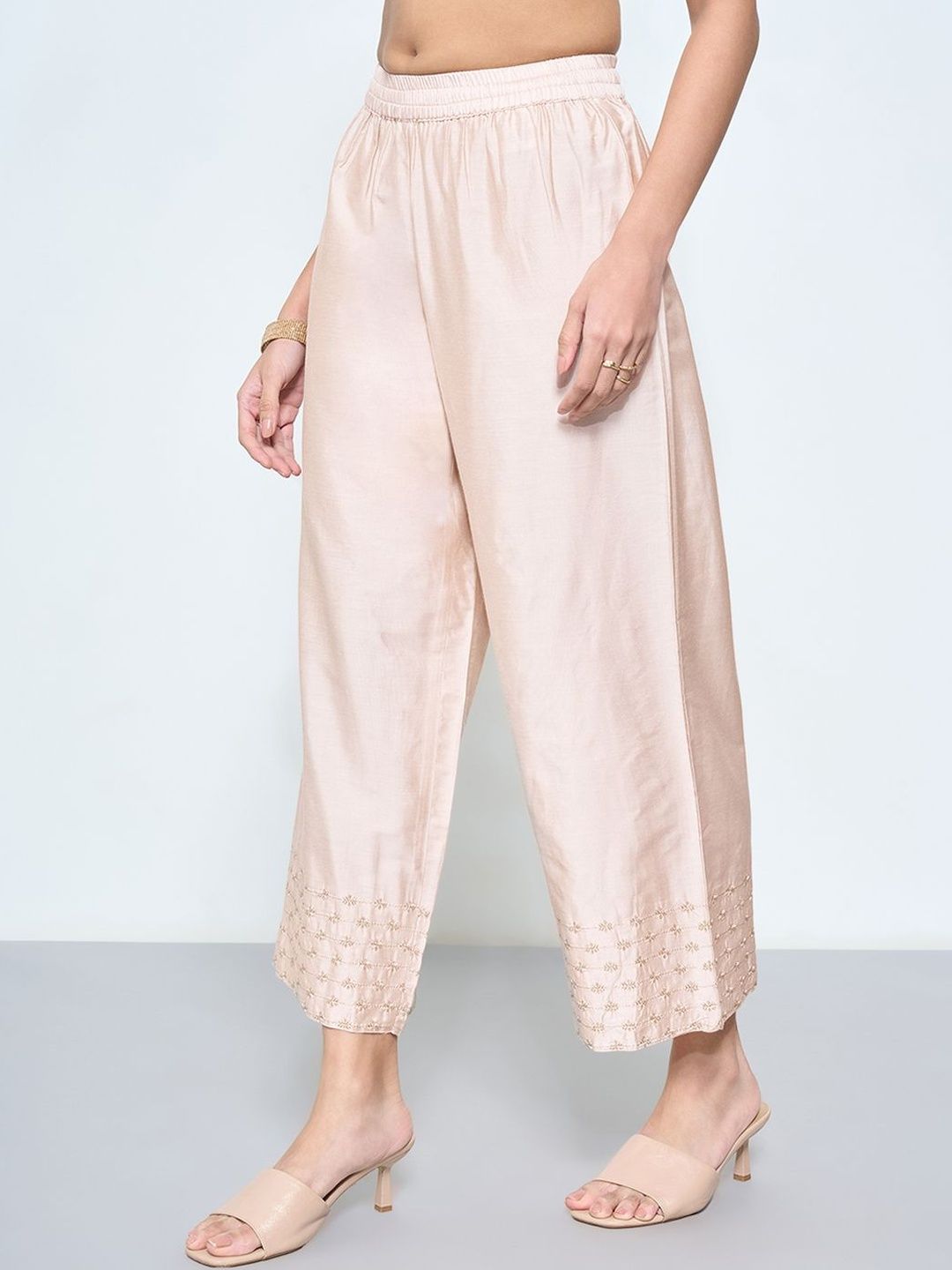 RANGMANCH BY PANTALOONS Women Embroidered Cropped Ethnic Palazzos-picture-43