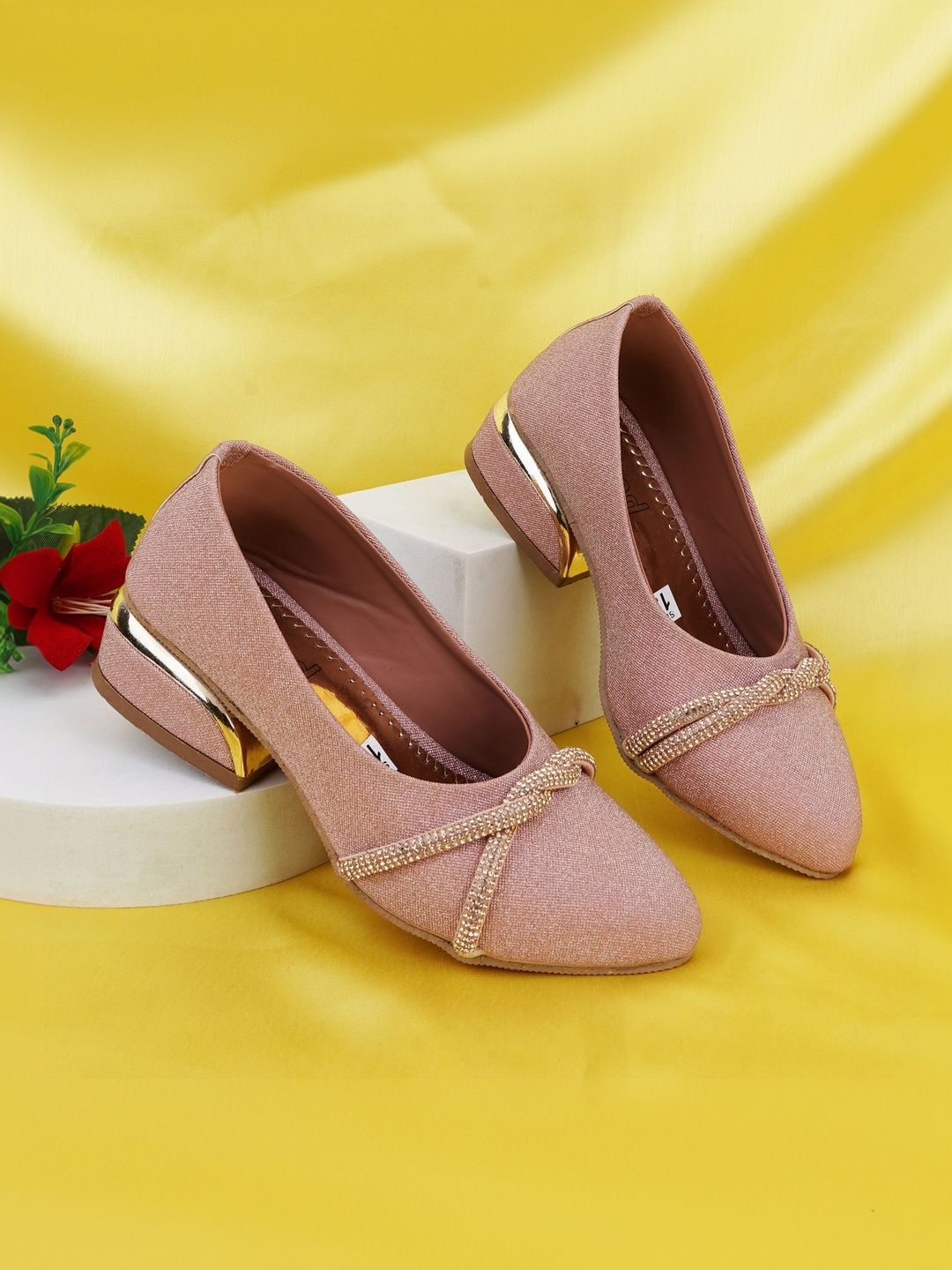 LMG Lifestyle Girls Textured Party Block Pumps