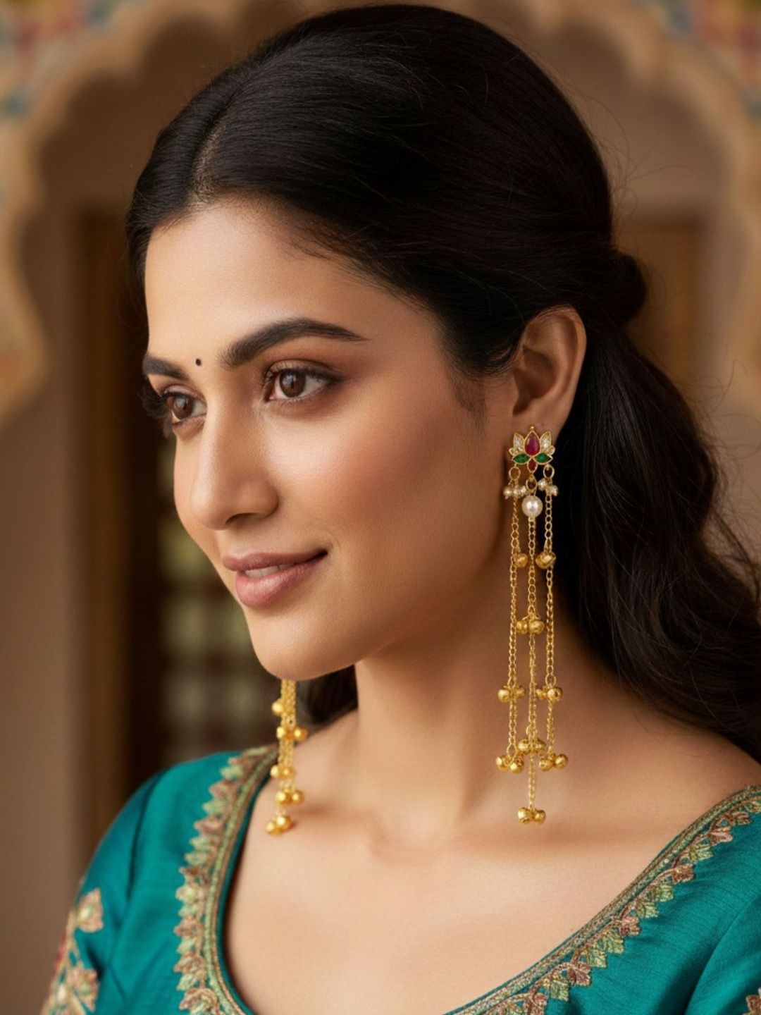 THE NAKHRA STORE Floral Drop Earrings-picture-37